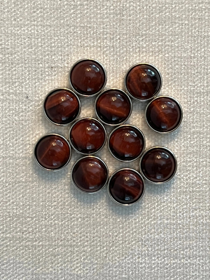 Brown Tiger Eye Cabochon Stone Diamond Head Upholstery Tack