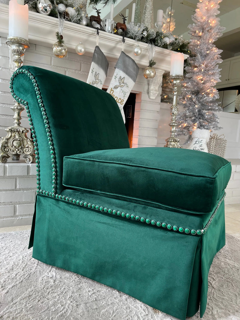 Green with Envy  A Velvet and Malachite Throne Diamond Head Upholstery Tack